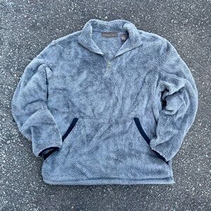 Men's Gray Fleece Sweater Woodland Trail fuzzy quarter zip mens size M medium